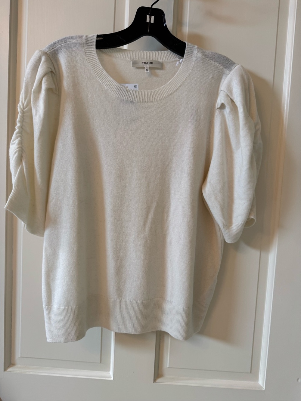 Frame Ivory Puff Sleeve Knit Sweater